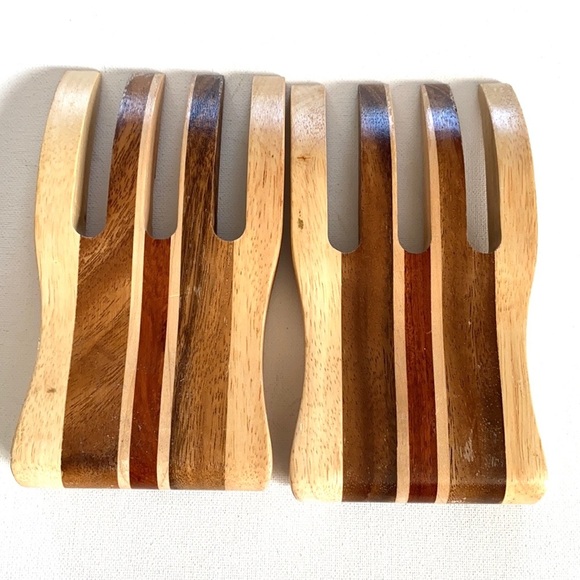 Wooden Salad Forks set, mid century dinner utensils - Picture 3 of 6